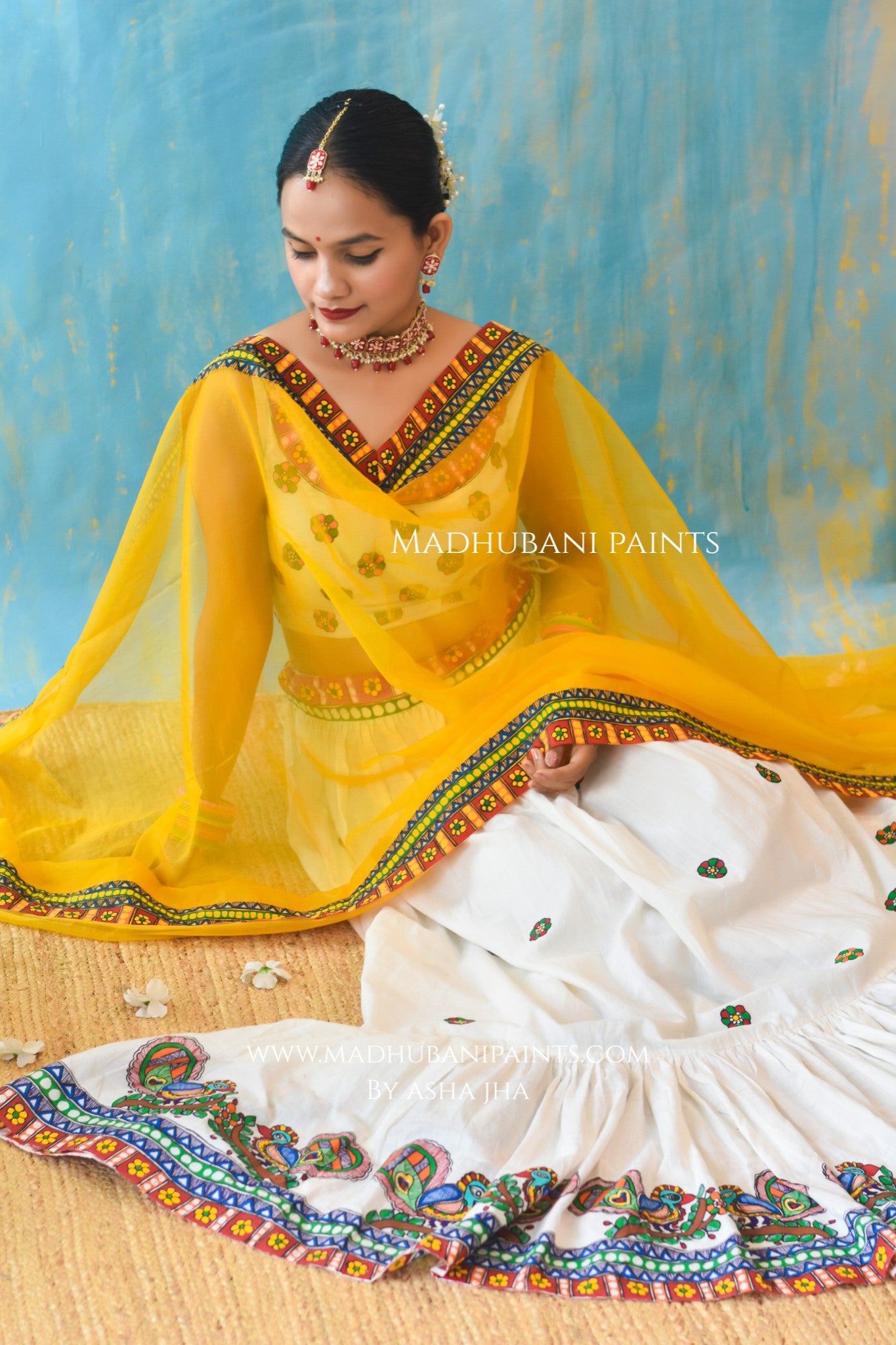 HALDI KE RANG Hand-painted Madhubani Lehnga