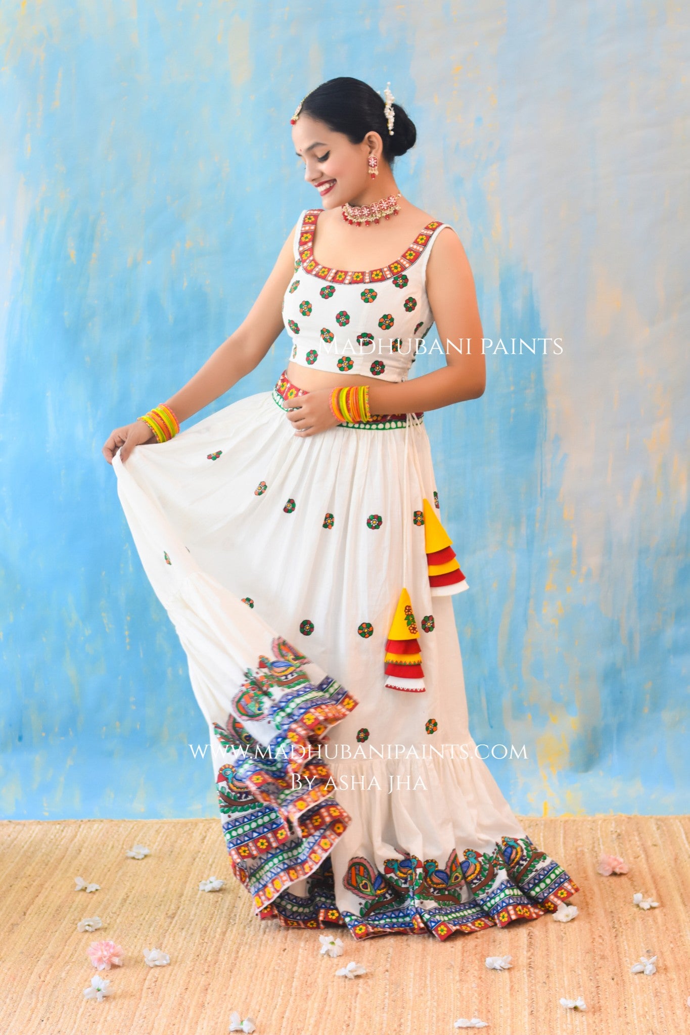 HALDI KE RANG Hand-painted Madhubani Lehnga