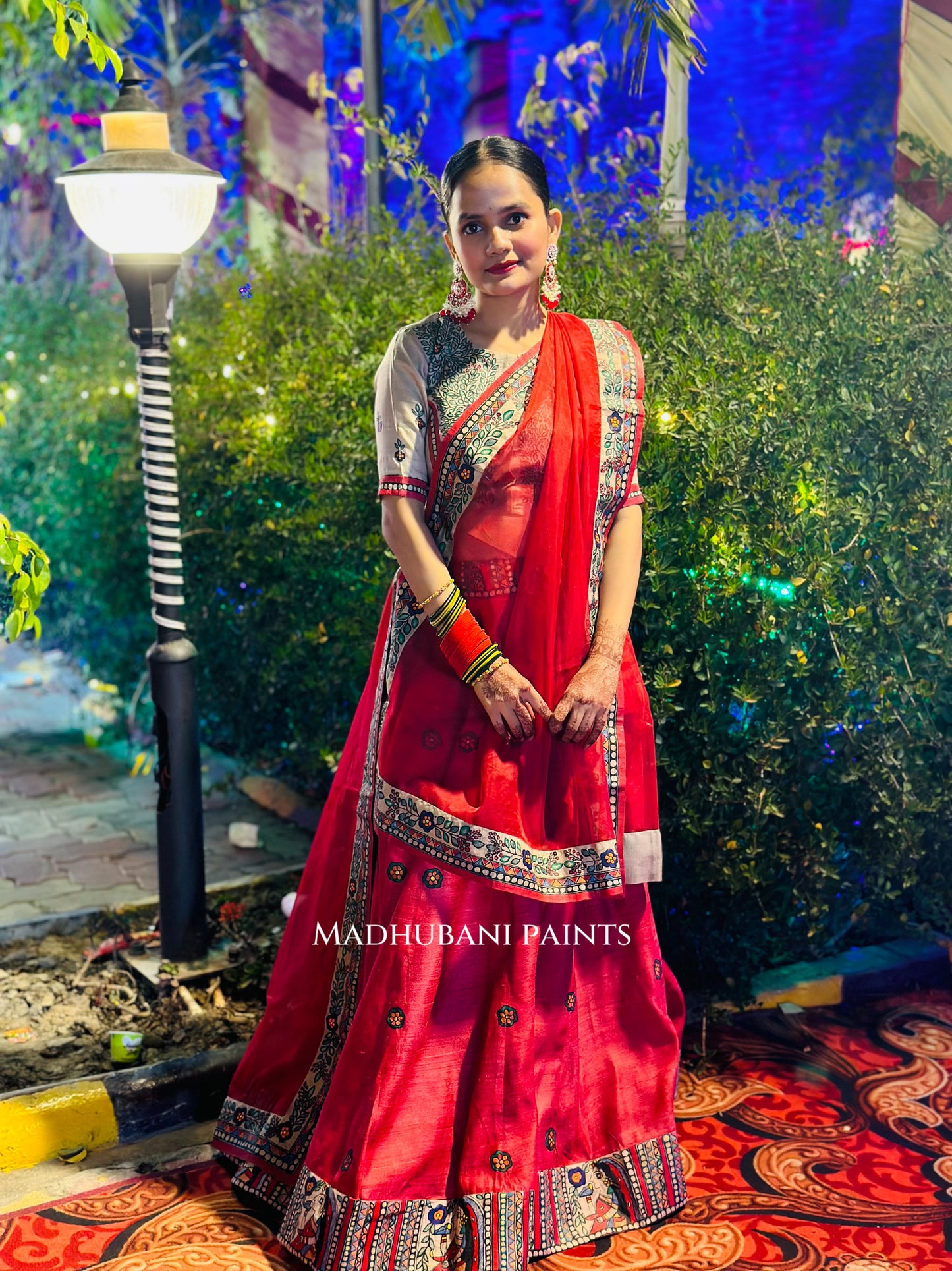 LAALIMA SANGEET Hand-painted Madhubani Lehnga
