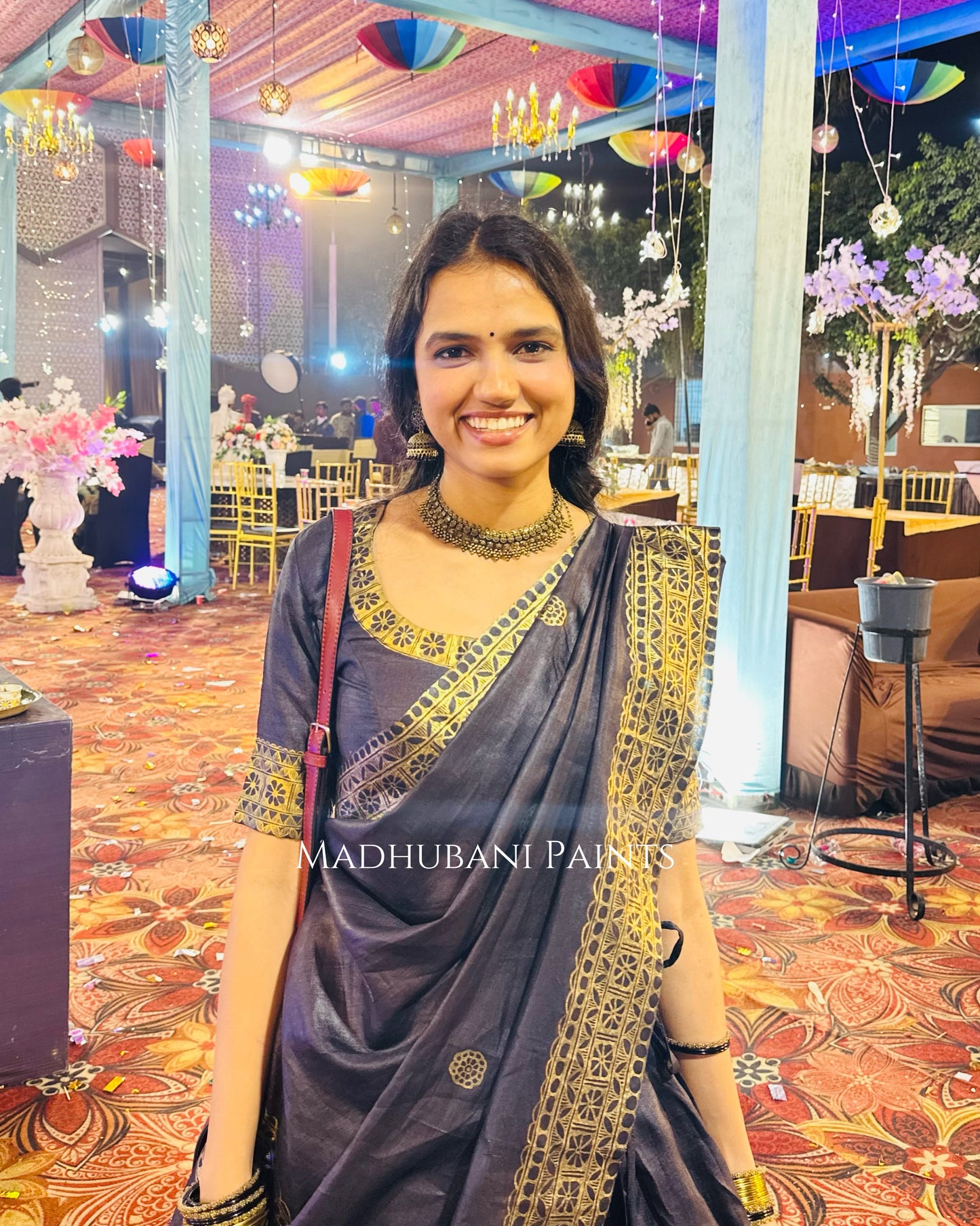 MANOHAR SANGEET Hand-painted Madhubani Lehnga