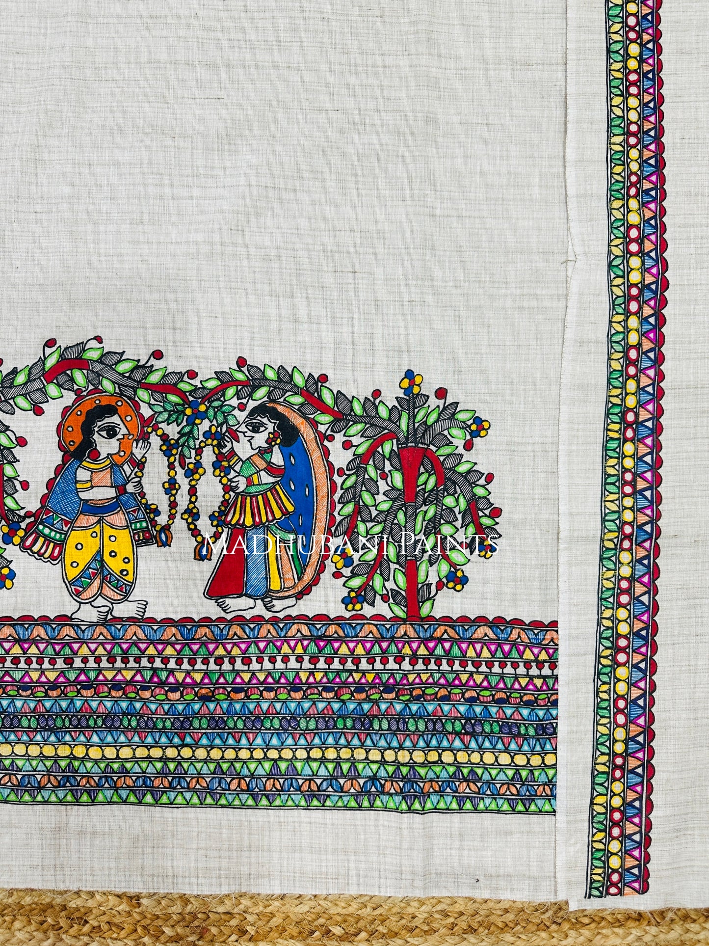 Swaymbar Hand-painted Madhubani Painting Cotton Unstitched Kurta