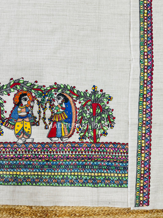 Swaymbar Hand-painted Madhubani Painting Cotton Unstitched Kurta