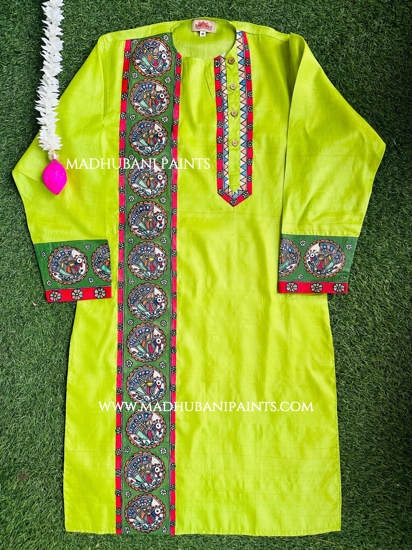 Morni Baagh Hand-painted Madhubani Men's Tussar Silk Kurta