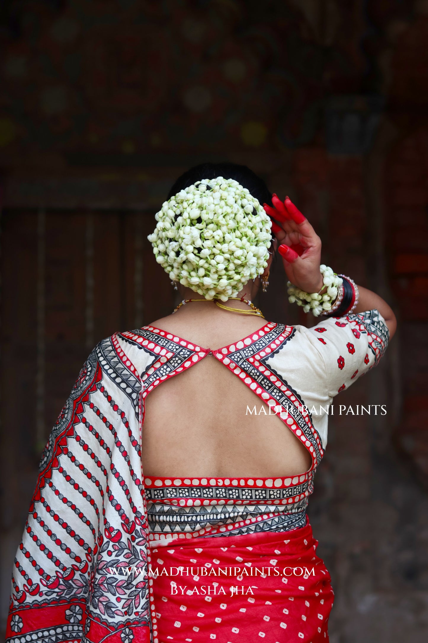 TRINETRA Handpainted Tussar Silk Madhubani Blouse