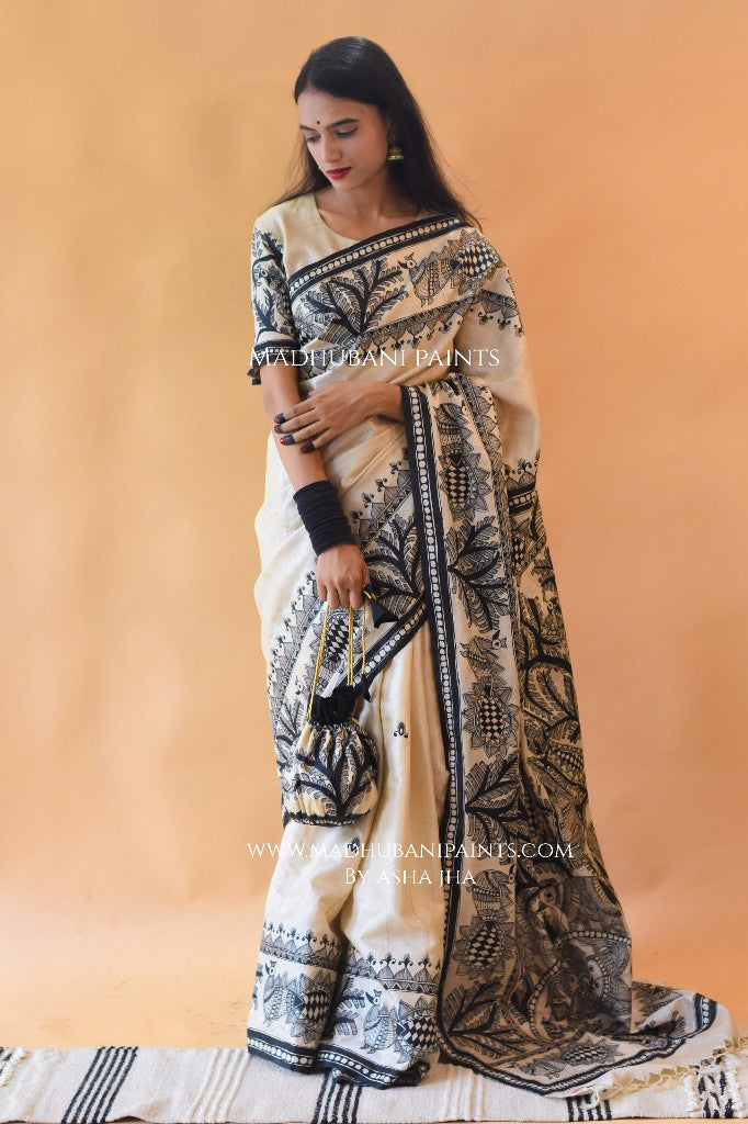 'MANMOHANA KRISHNA' Tussar Silk Saree Blouse Set