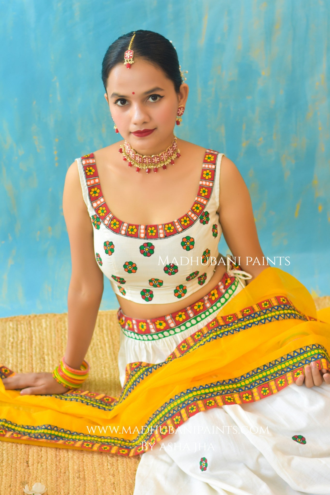 HALDI KE RANG Hand-painted Madhubani Lehnga