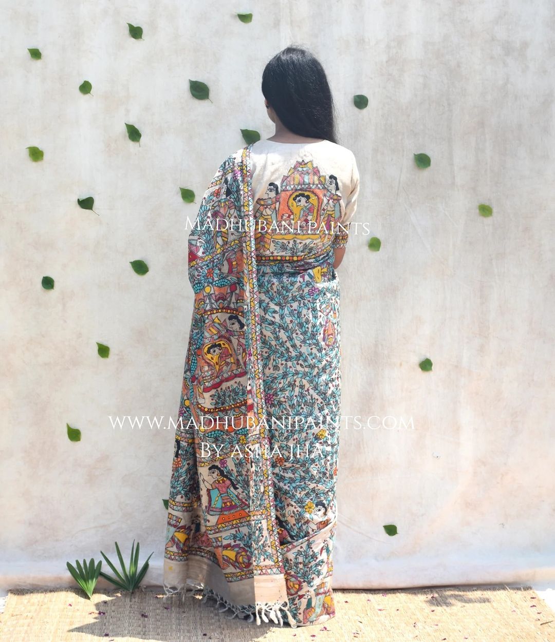 'Mithila ki Neeli Doli' Madhubani Hand-painted Saree