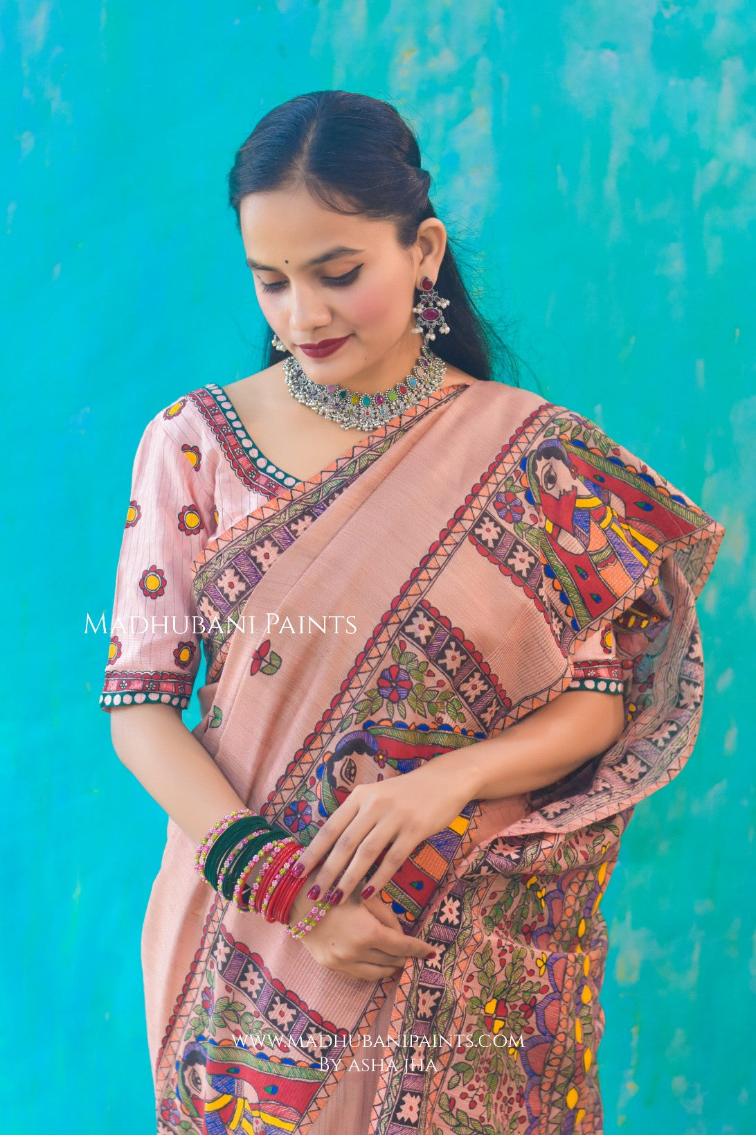 DOLI DARPAN Handpainted Madhubani Chanderi Saree