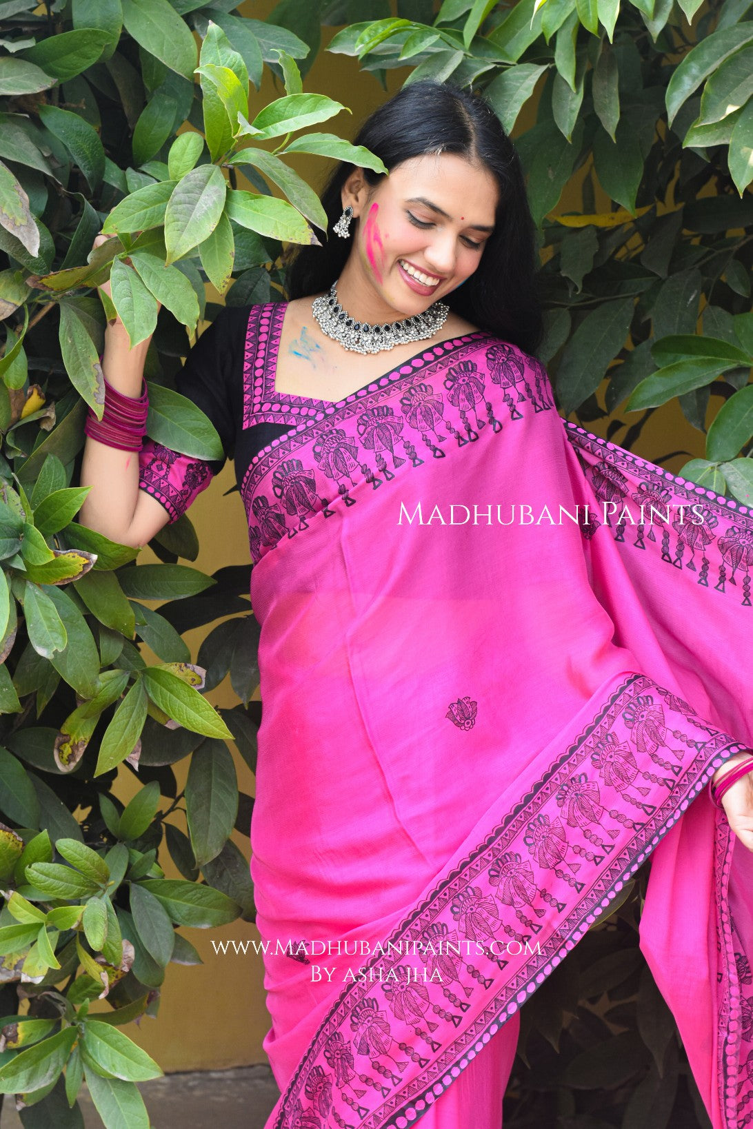 KUMUDINI Hand-painted Madhubani Chiffon Saree