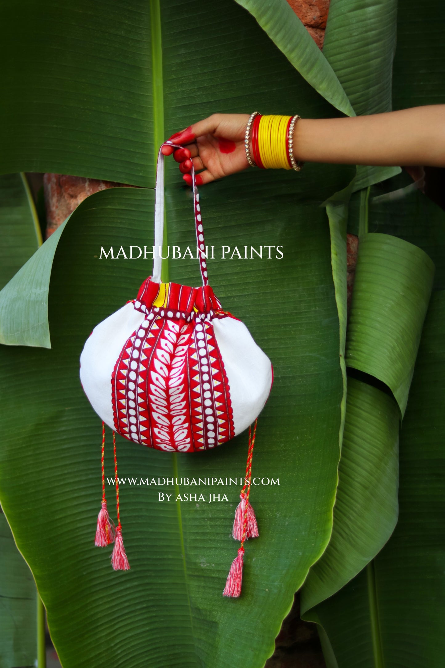 KAMLA Handpainted Linen Madhubani Potli