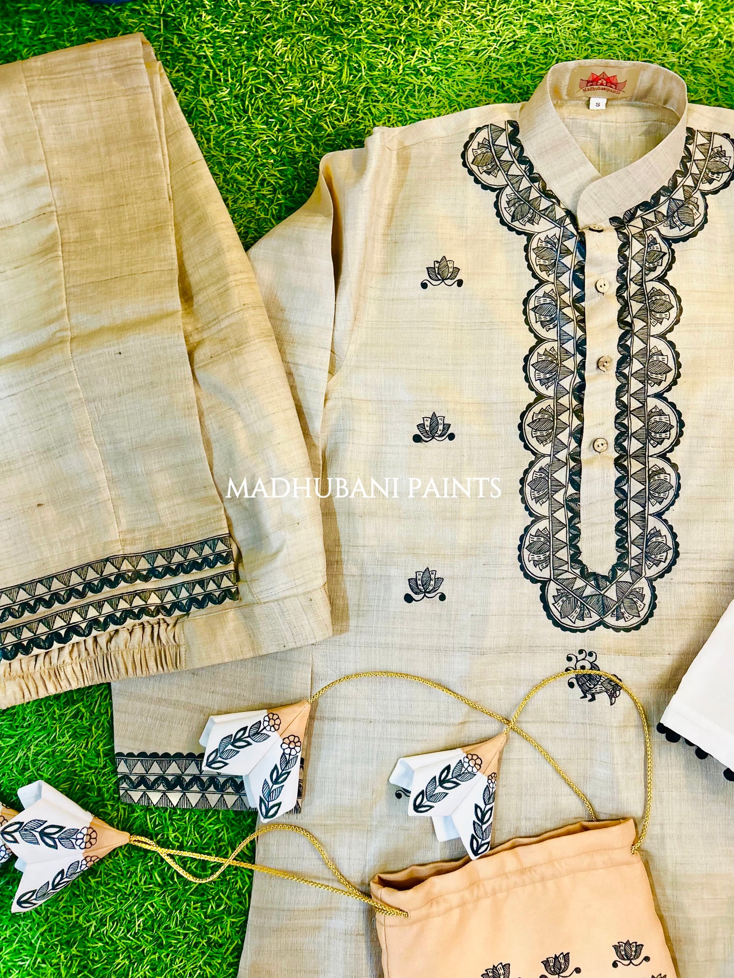 PANKHI Handpainted Madhubani Georgette Family Set