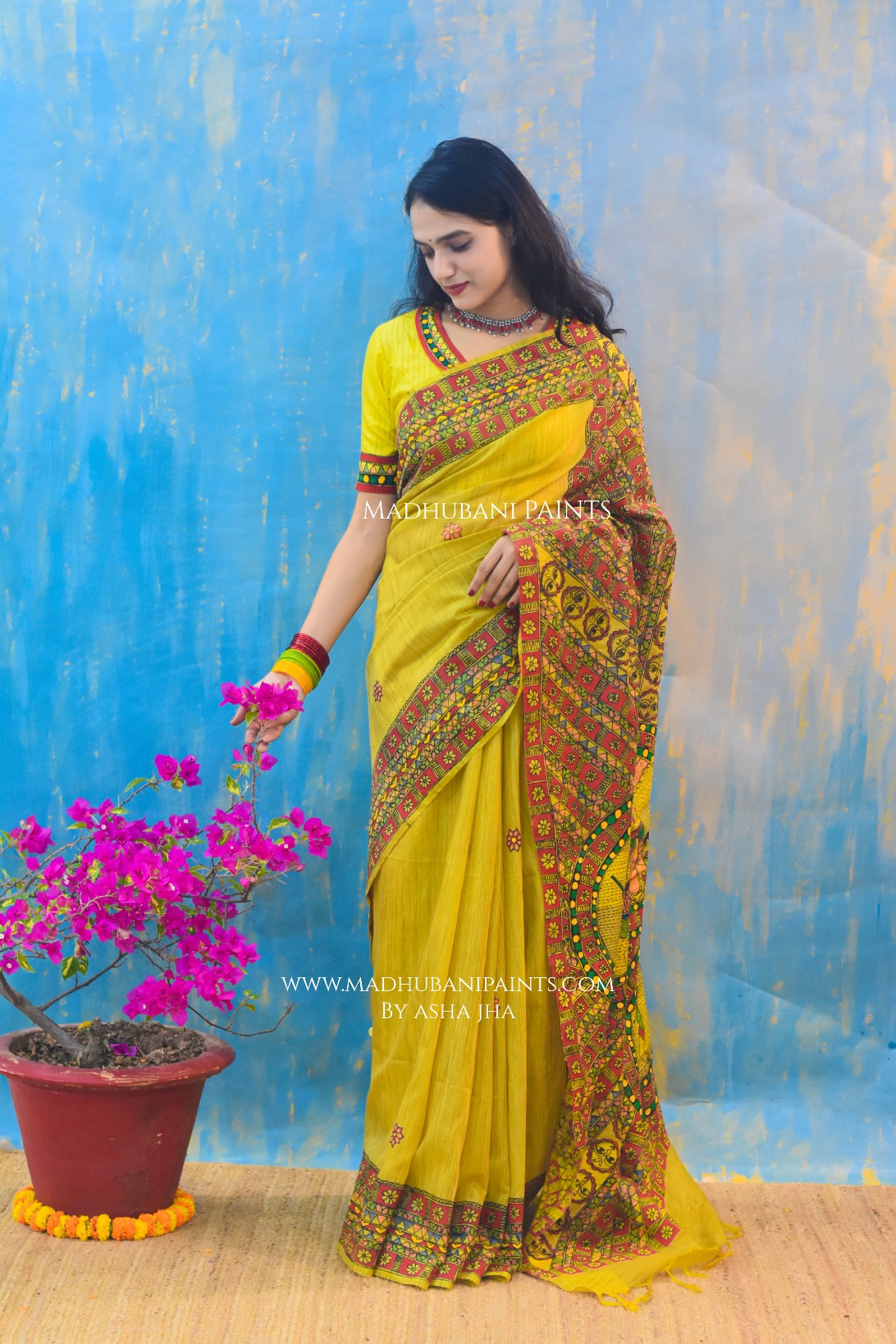 RADHA ROOPAVALI Hand-painted Madhubani Chanderi Saree