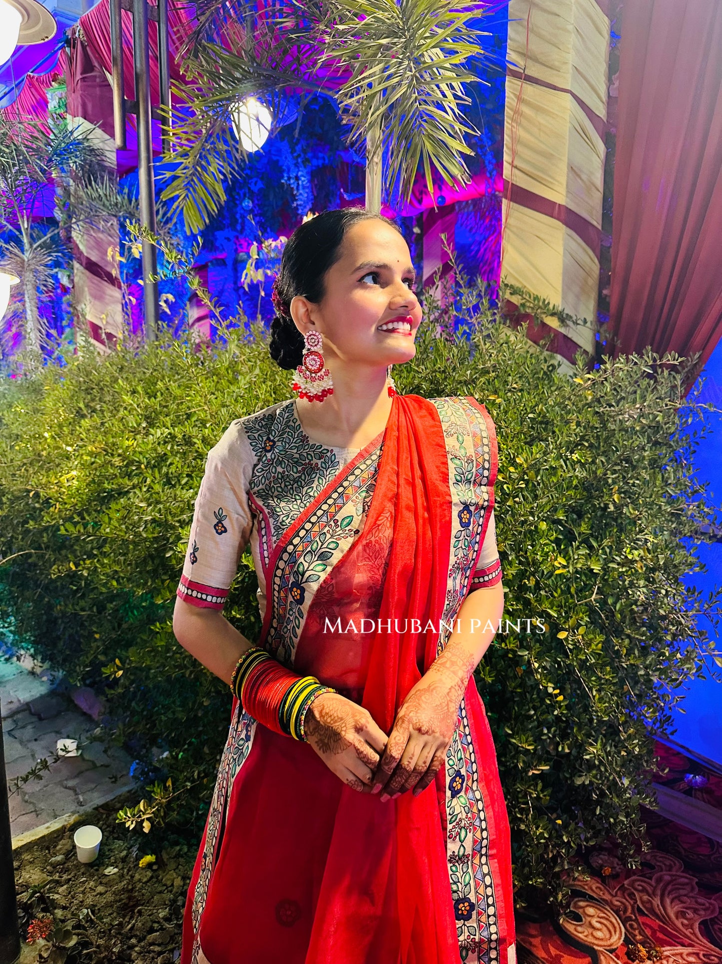 LAALIMA SANGEET Hand-painted Madhubani Lehnga