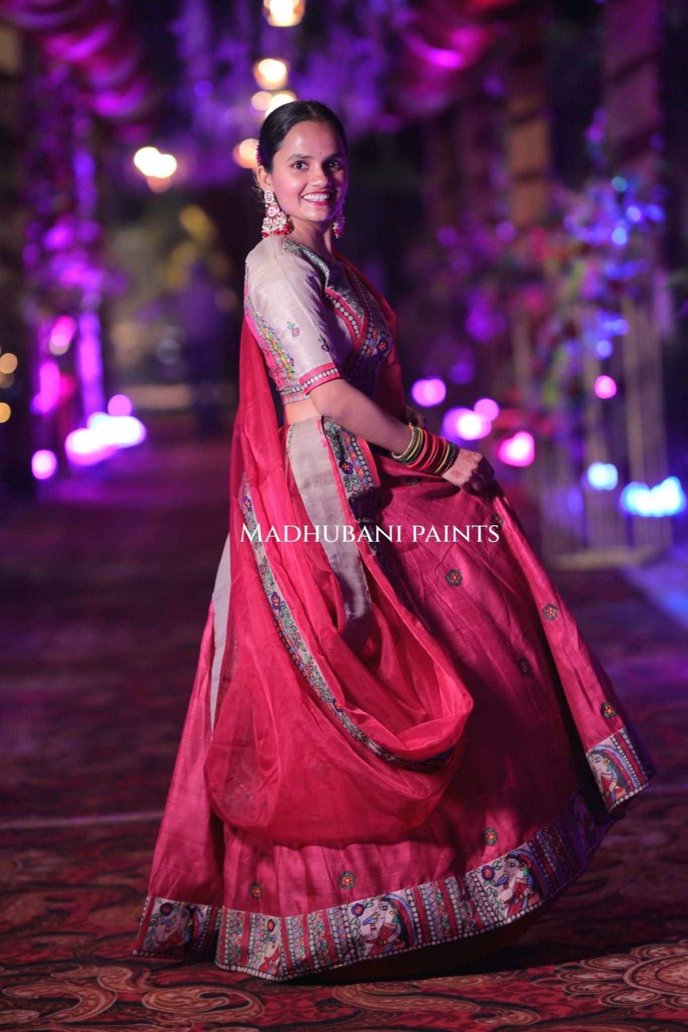 LAALIMA SANGEET Hand-painted Madhubani Lehnga