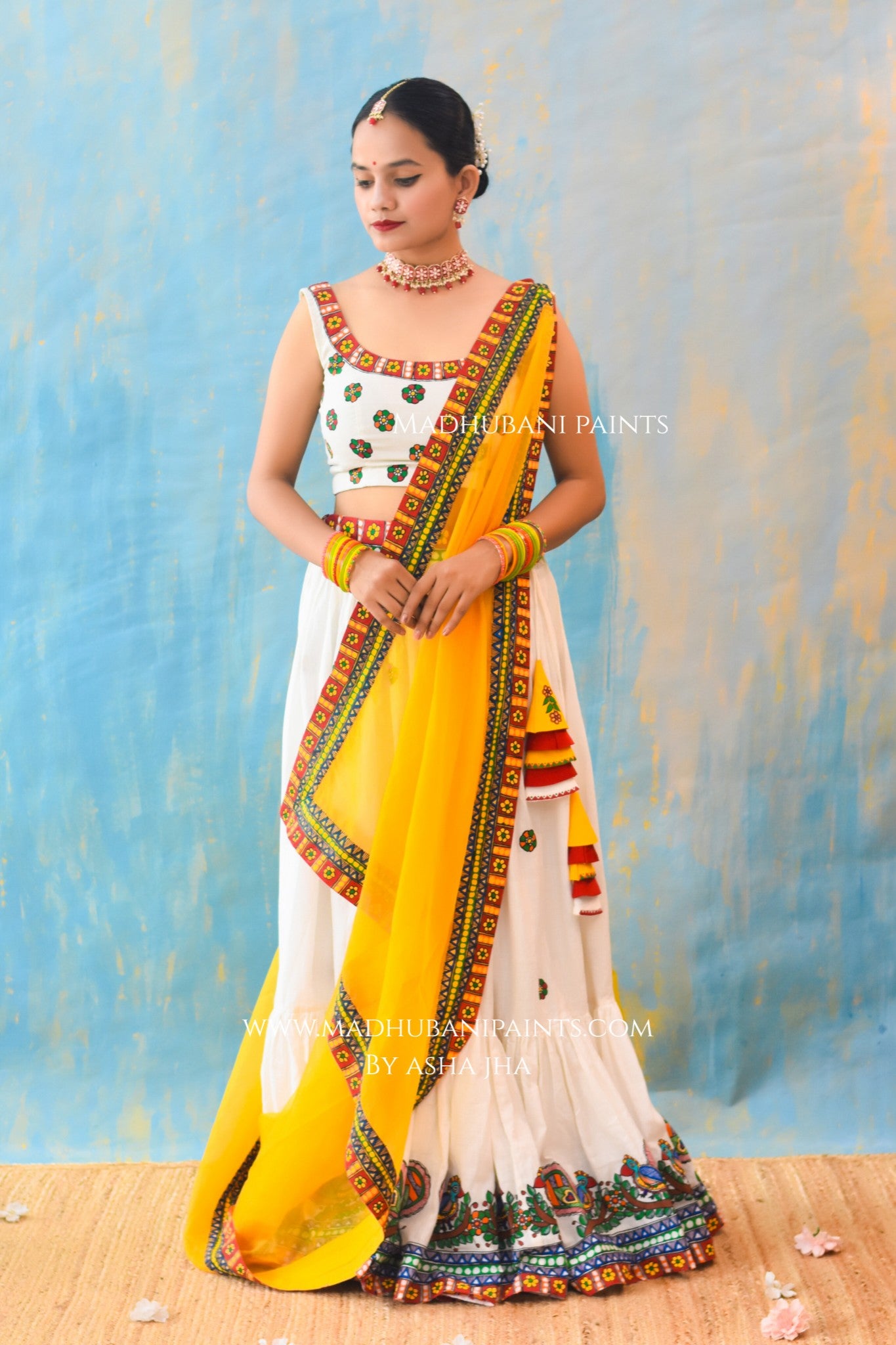 HALDI KE RANG Hand-painted Madhubani Lehnga