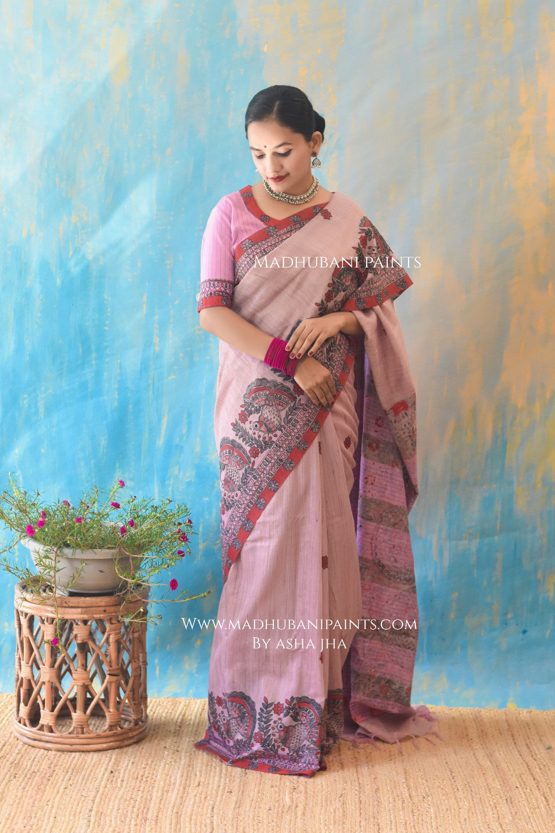 BASANT BAHAR Hand-painted Madhubani Chanderi Saree