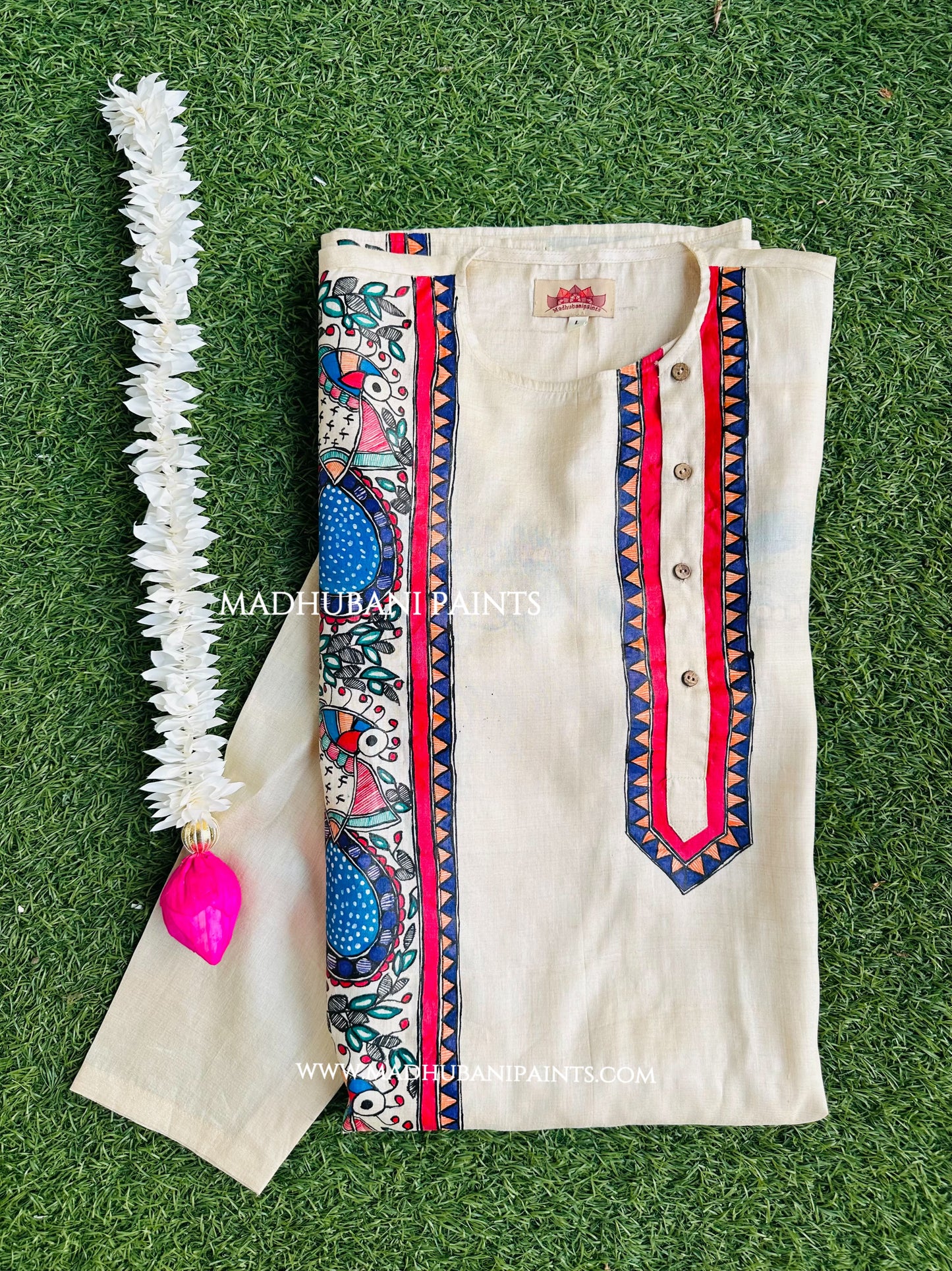 Neeli Mayuri Hand-painted Handloom Men's Tussar Silk Kurta