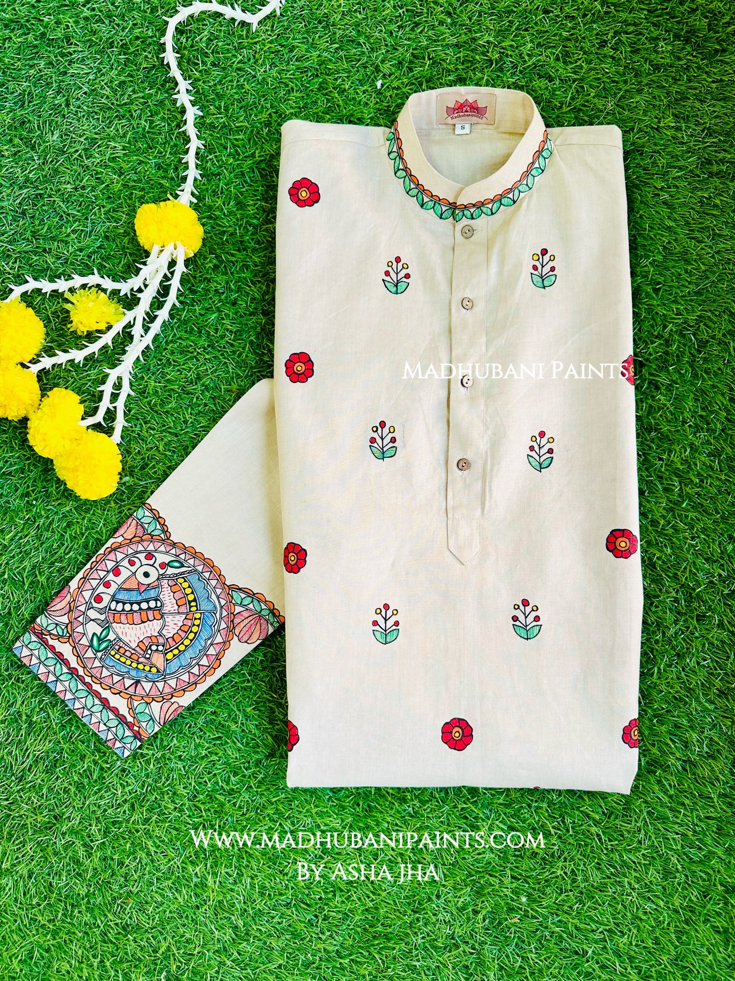 Mayuri Hand-painted Handloom Men's Cotton Kurta