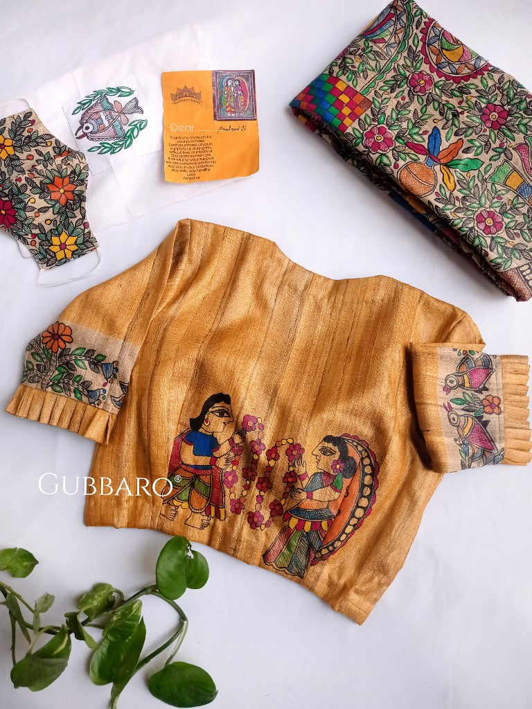 Handpainted 'Sita Maa Swayamvara' Madhubani Blouse
