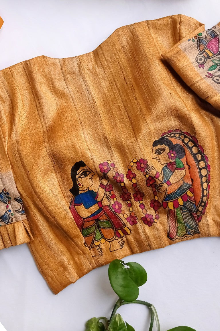 Handpainted 'Sita Maa Swayamvara' Madhubani Blouse