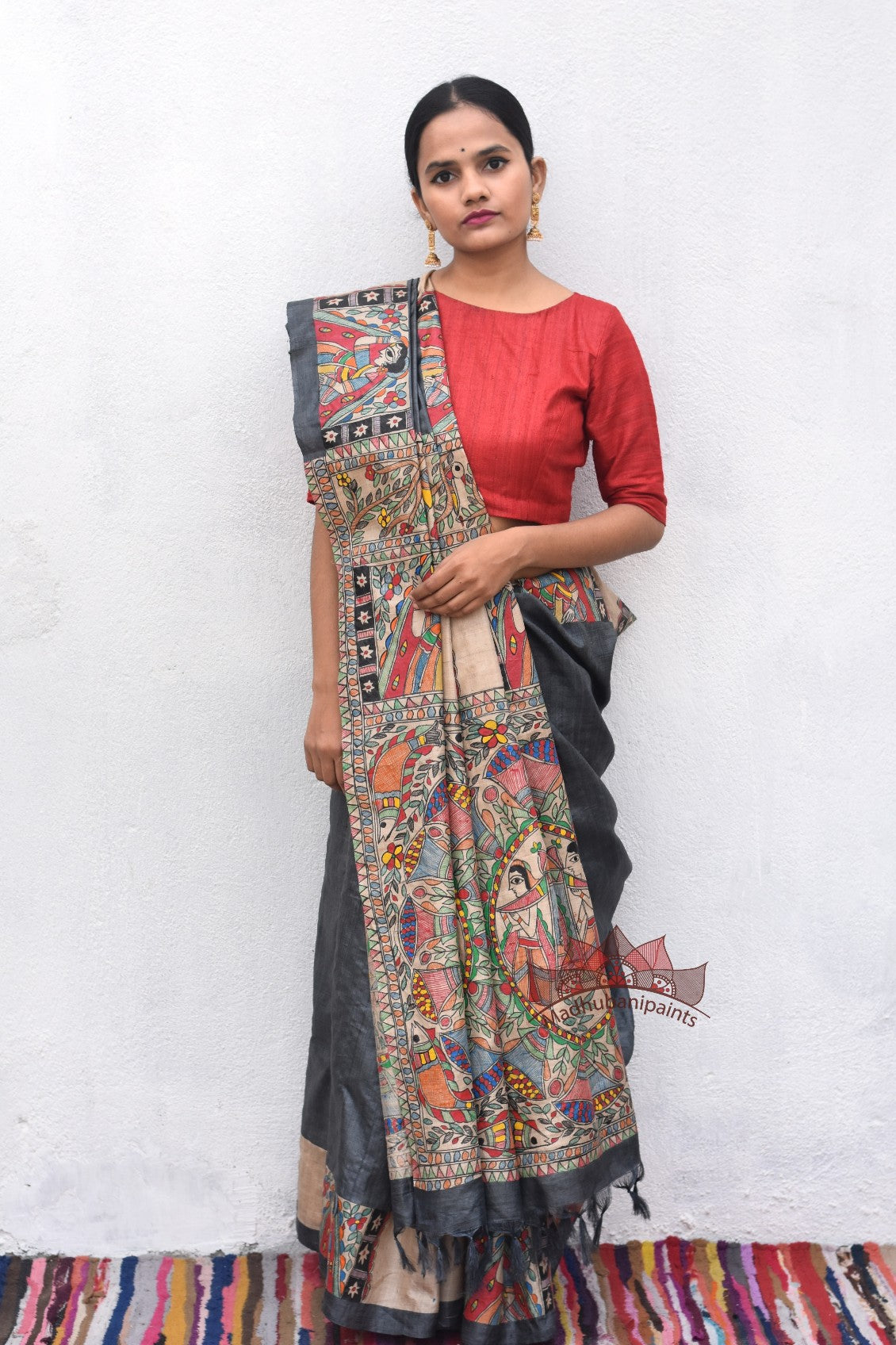 Madhubani Doli Ka Haar Handpainted Tussar Saree