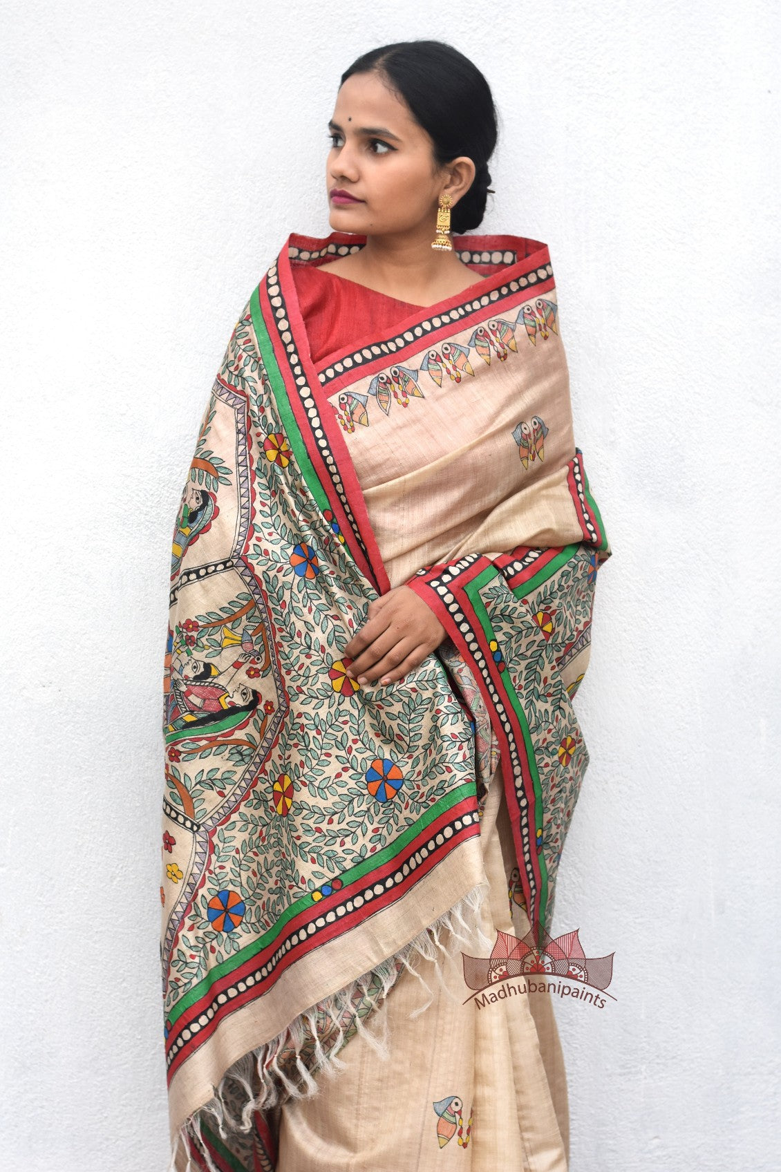 Gopala Krishna Hand Painted Saree