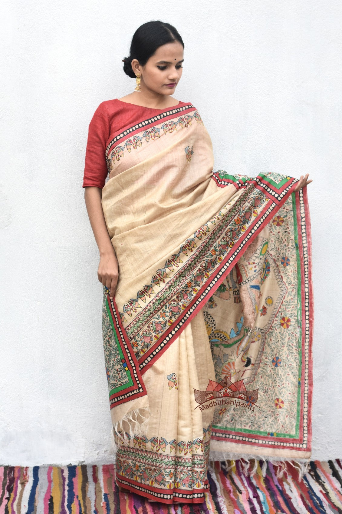 Gopala Krishna Hand Painted Saree