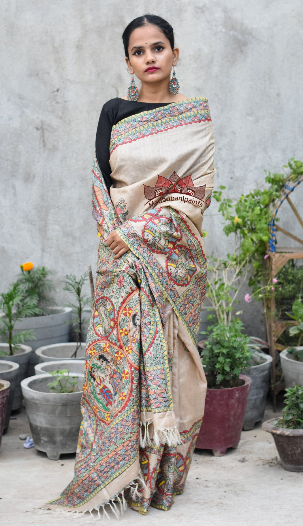 Puja Ceremony Handpainted Tussar Silk Saree