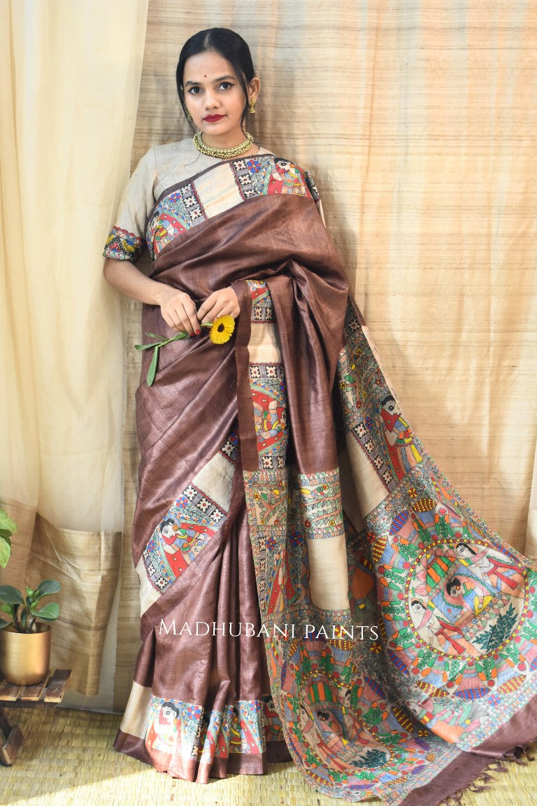 Madhubani Handpainted Mithila Doli Saree Blouse Set