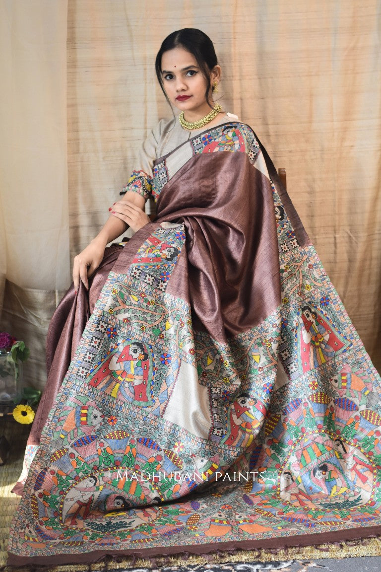 Madhubani Handpainted Mithila Doli Saree Blouse Set