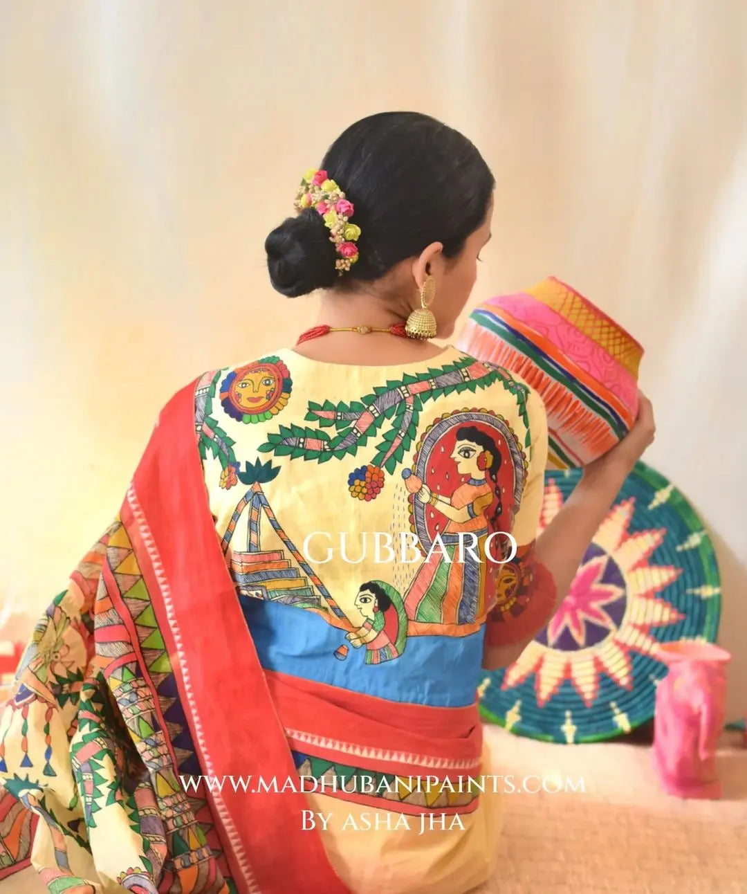 Chhath Puja Hand painted Cotton Blouse