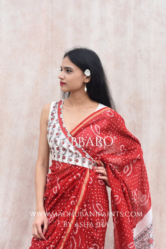 'ANANTAA' Handpainted Madhubani Chanderi Silk Blouse