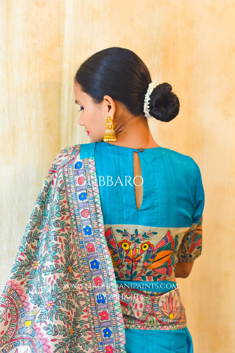 SAANKH KAMAL' Handpainted Madhubani Tussar Silk Saree