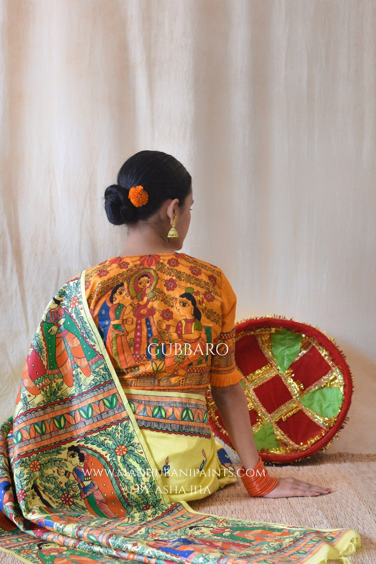 'SHAADI VIDDHI' Handpainted Madhubani Tussar Silk Blouse