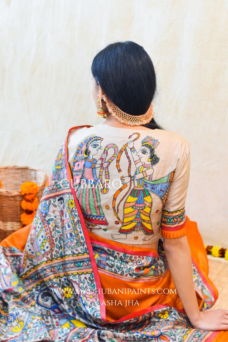 'SITA RAM' Handpainted Madhubani Tussar Silk Blouse