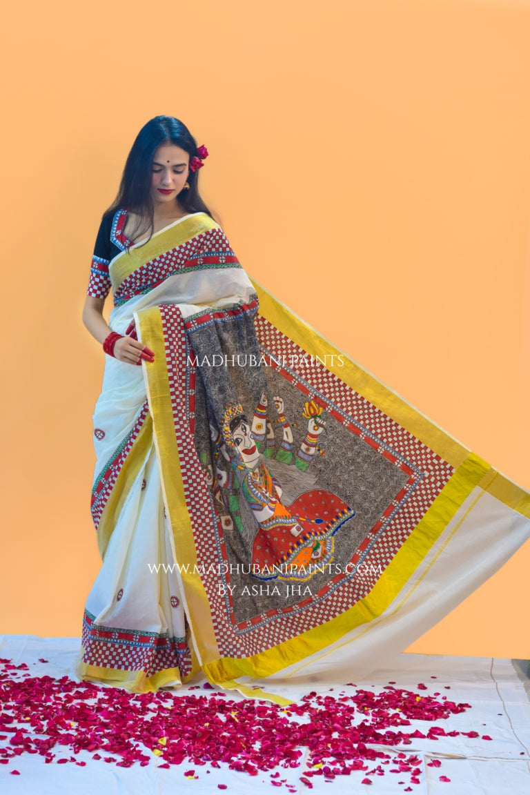 'KALYANI' Handpainted Cotton Saree