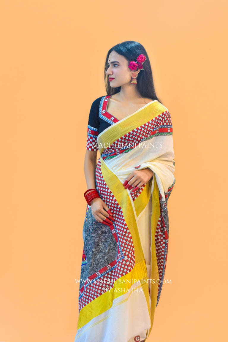 'KALYANI' Handpainted Cotton Saree