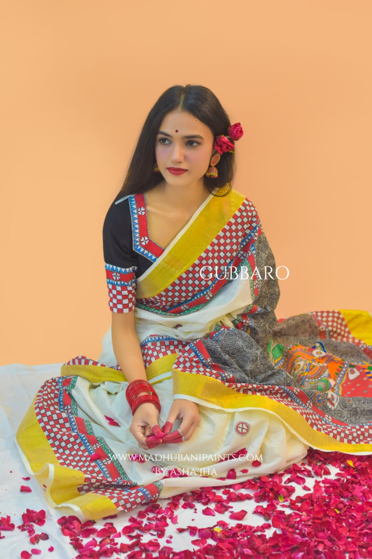 'KALYANI' Handpainted Cotton Saree