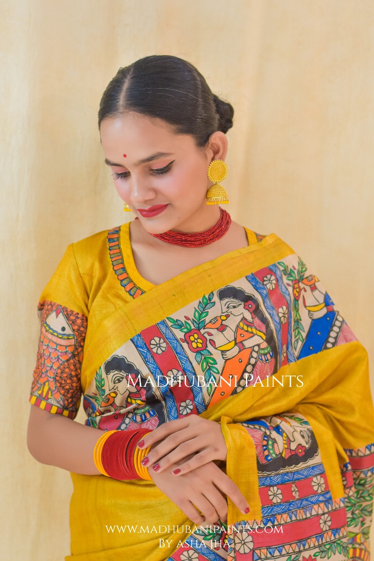 DOLI KOHBAR Handpainted Madhubani Tussar Silk Blouse
