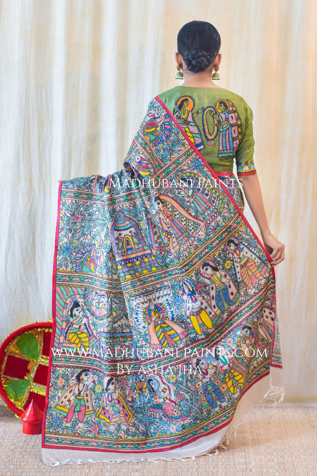 RAMAYANAM Handpainted Tussar Silk Saree