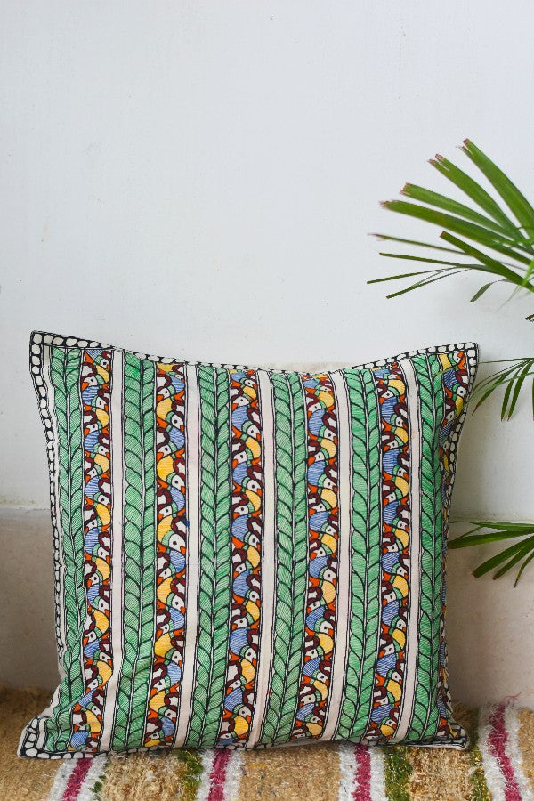 Madhubani Painting Fish Design Cushion