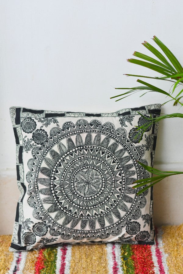 Madhubani Painting Abstract Nature Cushion