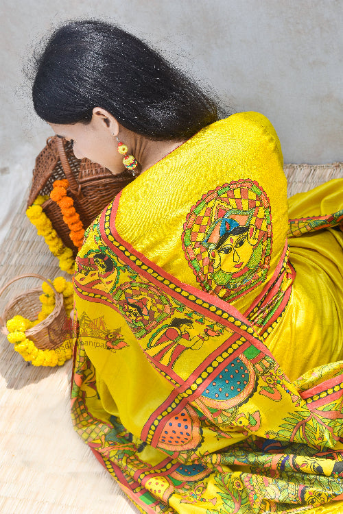 'DIVYANI' Handpainted Madhubani Tussar Silk Blouse