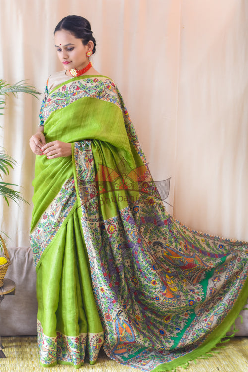 'MANMOHANA RADHA KRISHNA' Tussar Silk Saree