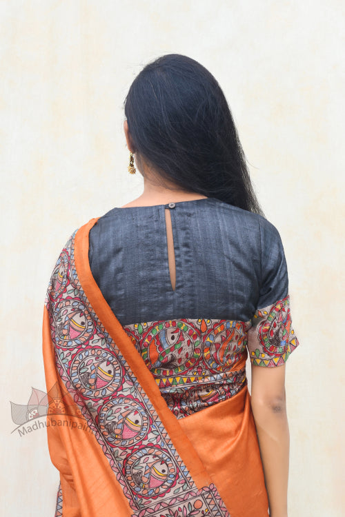 'DOLI KA HAAR' Handpainted Madhubani Tussar Silk Blouse
