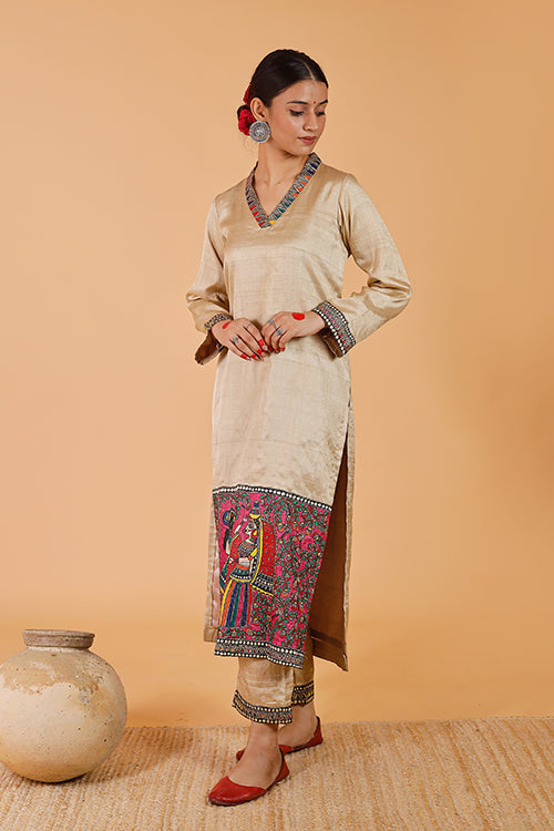 'Radha-Krishna' Handpainted Madhubani Kurta