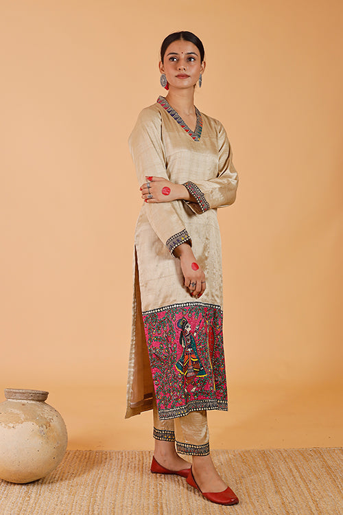 'Radha-Krishna' Handpainted Madhubani Kurta