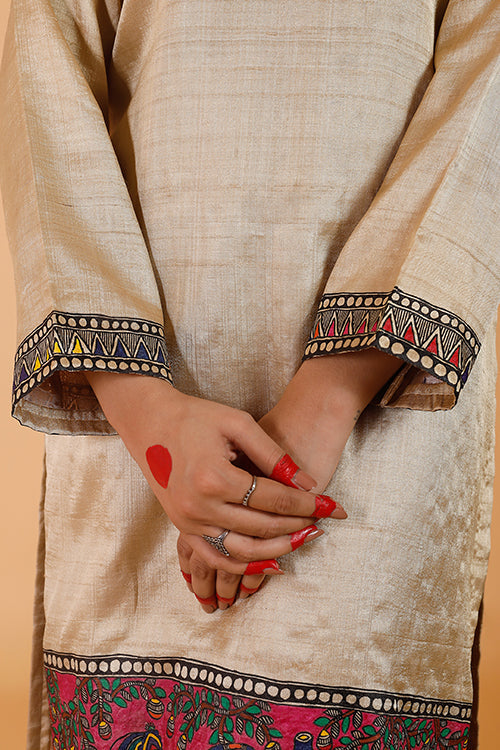 'Radha-Krishna' Handpainted Madhubani Kurta