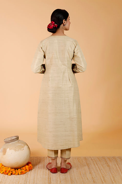 'Mayur' Handpainted Madhubani Pleated Dress Cotton Kurta
