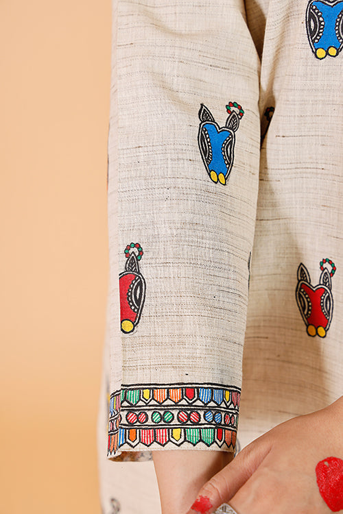 'Nandi' Handpainted Madhubani Cotton Kurta